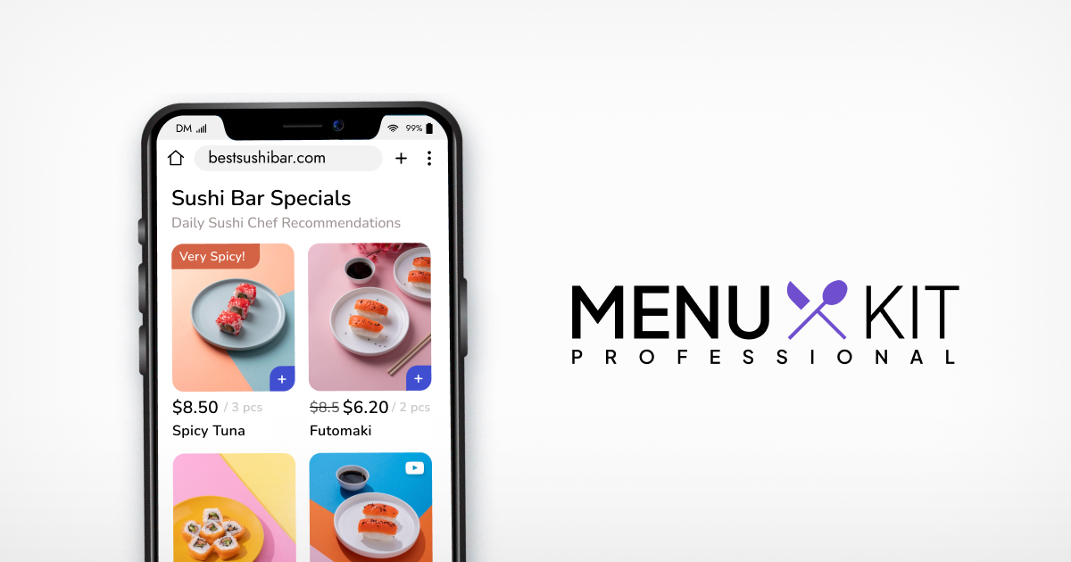 Set Menu Kit MenuKit Pro - Digital menus for Cafes, Restaurantes & Hotels